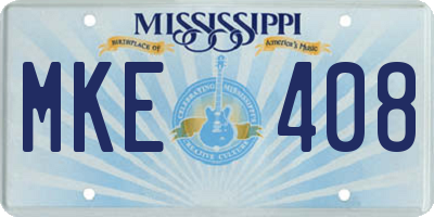 MS license plate MKE408