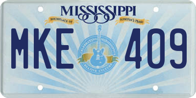 MS license plate MKE409