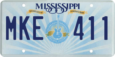 MS license plate MKE411