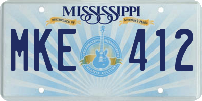 MS license plate MKE412