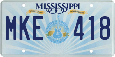 MS license plate MKE418