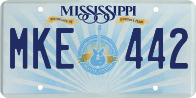 MS license plate MKE442