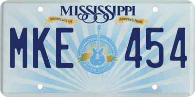 MS license plate MKE454