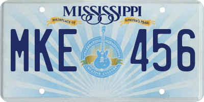 MS license plate MKE456