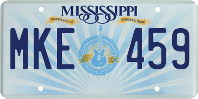 MS license plate MKE459