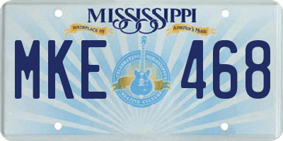 MS license plate MKE468
