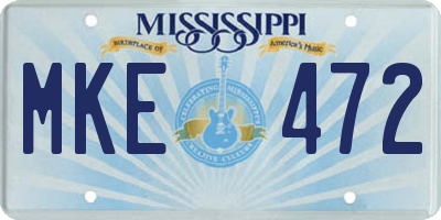 MS license plate MKE472