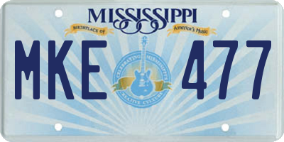 MS license plate MKE477