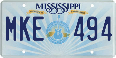 MS license plate MKE494