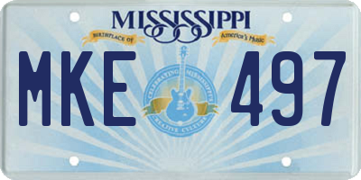 MS license plate MKE497