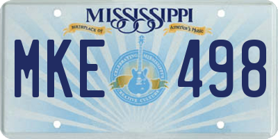 MS license plate MKE498