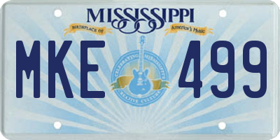 MS license plate MKE499