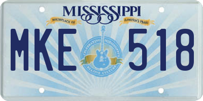 MS license plate MKE518
