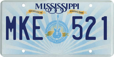 MS license plate MKE521