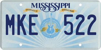 MS license plate MKE522