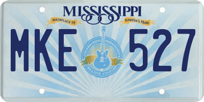 MS license plate MKE527