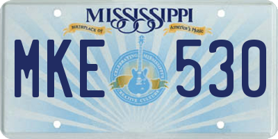 MS license plate MKE530