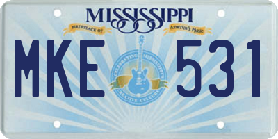 MS license plate MKE531