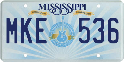 MS license plate MKE536