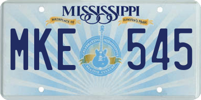 MS license plate MKE545