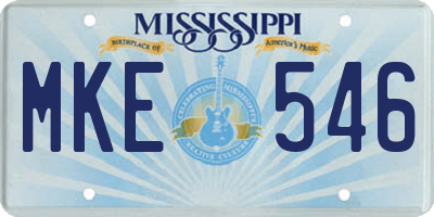 MS license plate MKE546