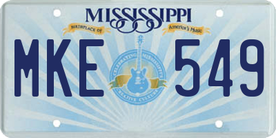 MS license plate MKE549