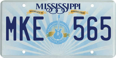 MS license plate MKE565