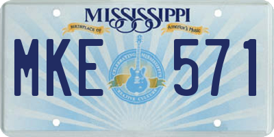 MS license plate MKE571