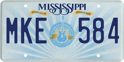 MS license plate MKE584