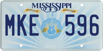 MS license plate MKE596