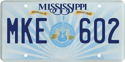 MS license plate MKE602