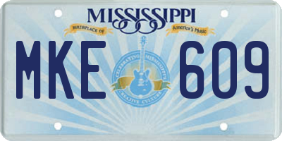 MS license plate MKE609