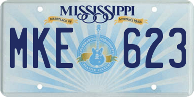 MS license plate MKE623