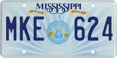 MS license plate MKE624