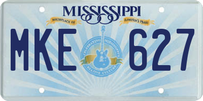 MS license plate MKE627