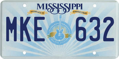 MS license plate MKE632