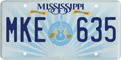 MS license plate MKE635