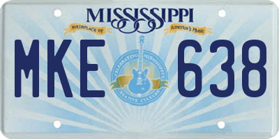 MS license plate MKE638
