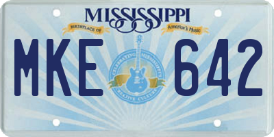 MS license plate MKE642