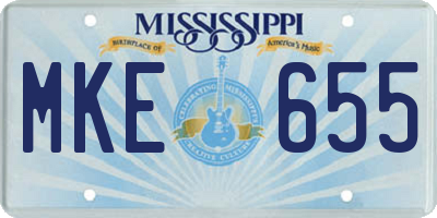 MS license plate MKE655