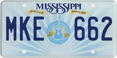 MS license plate MKE662