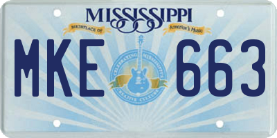 MS license plate MKE663