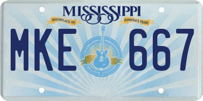 MS license plate MKE667