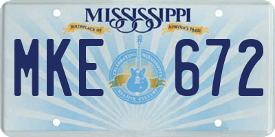 MS license plate MKE672