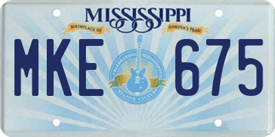 MS license plate MKE675