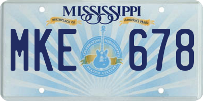 MS license plate MKE678