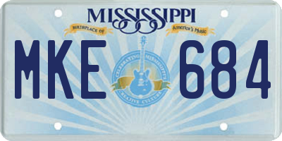MS license plate MKE684