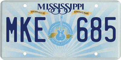 MS license plate MKE685