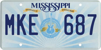 MS license plate MKE687
