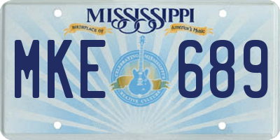 MS license plate MKE689